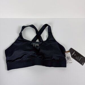 NWT TYR Women's Solid Crossback Sports Bra, Black, Large 10/12